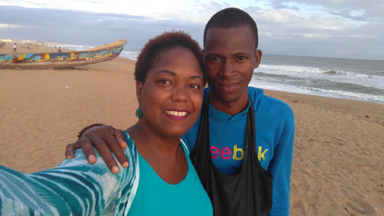 Rachel and Honoré, pictured here on a beach in Cotonou, grew closer and they soon realized they had feelings for each other.